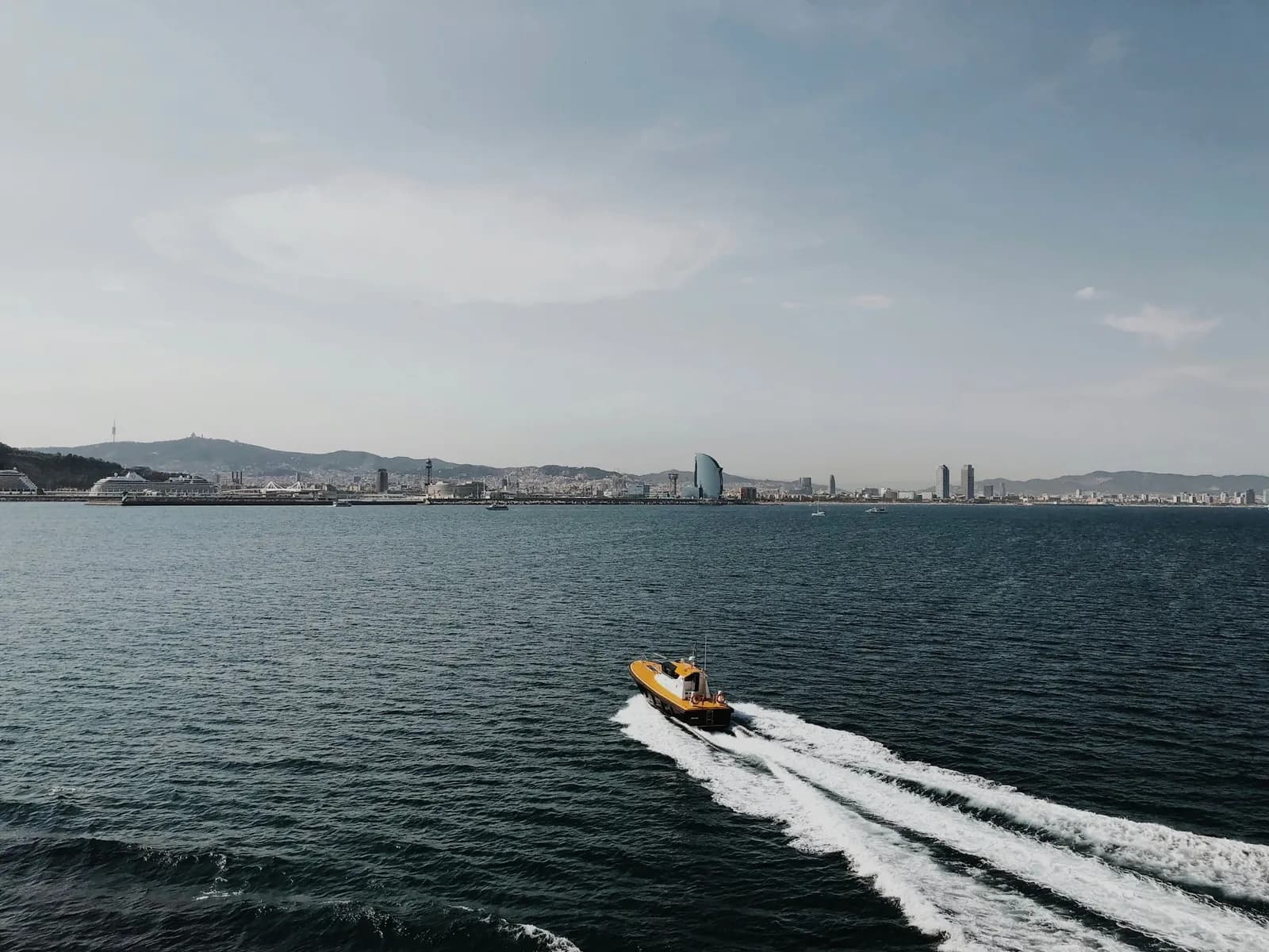 Speedboat off the Barcelona coast