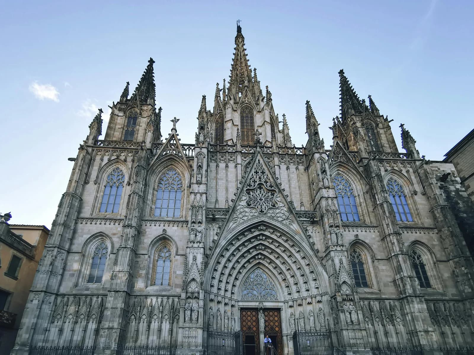 Barcelona Gothic Quarter medieval streets and Cathedral exterior