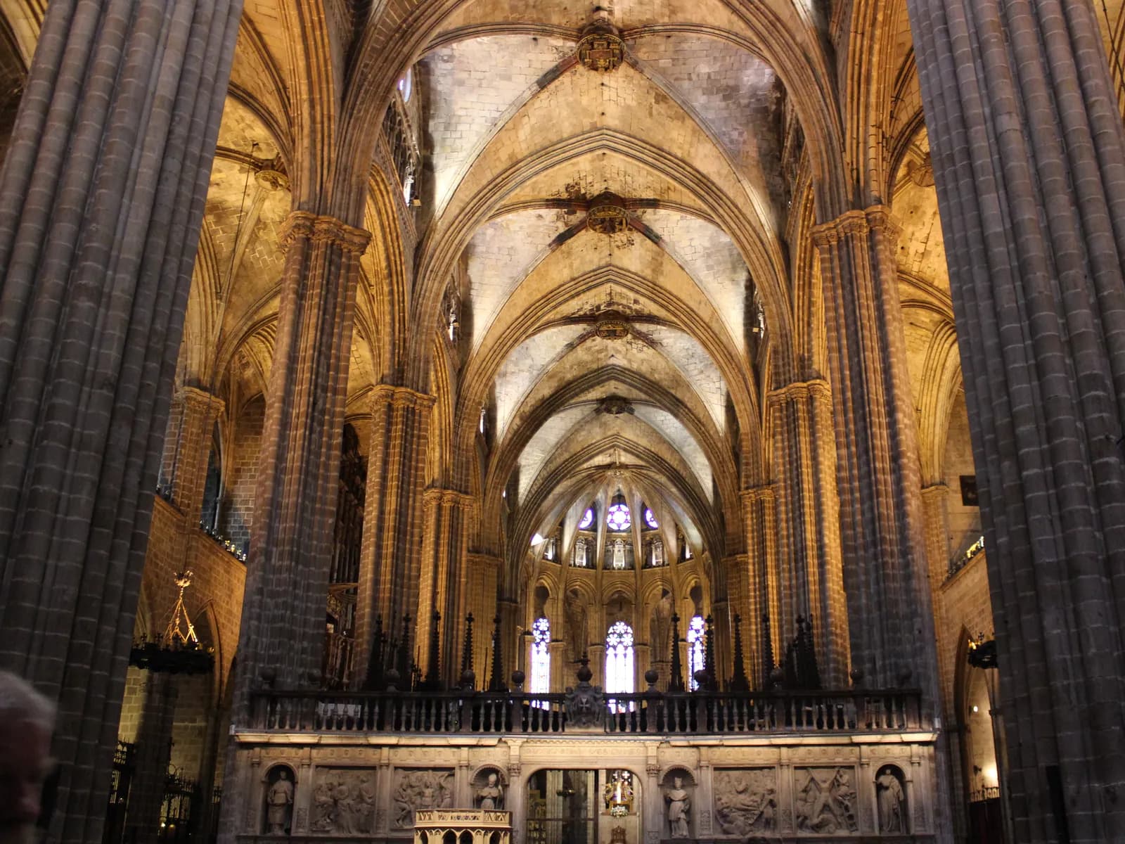 Gothic central nave of Barcelona Cathedral