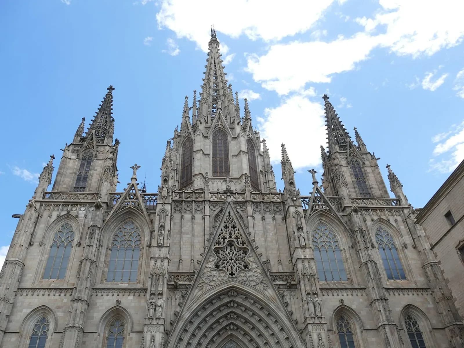 Medieval streets of Barcelona's Gothic Quarter with the cathedral behind