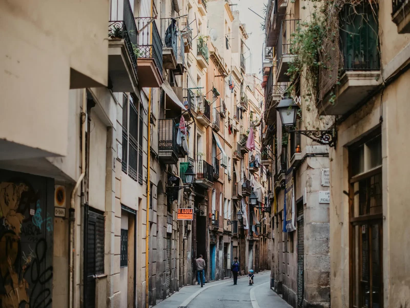 Narrow medieval street in Barcelona's Gothic Quarter