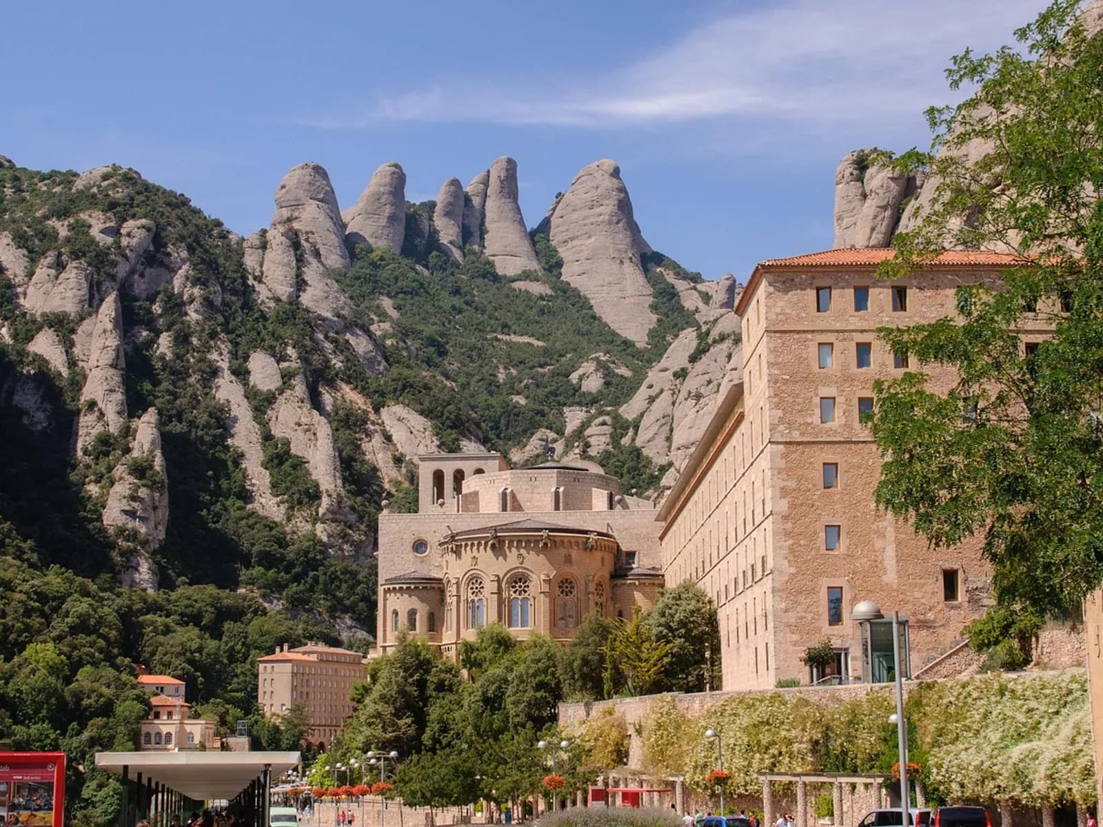 Montserrat mountain with the monastery set among its rock walls