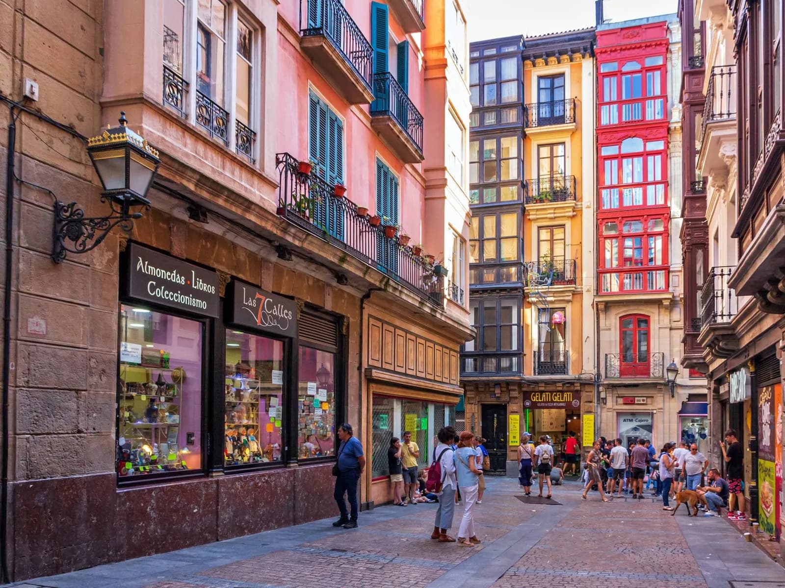 Street in Bilbao's Siete Calles with colourful facades