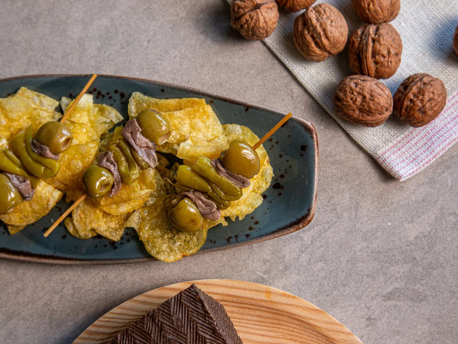 Gildas, the classic pintxo of chilli pepper, anchovy and olive