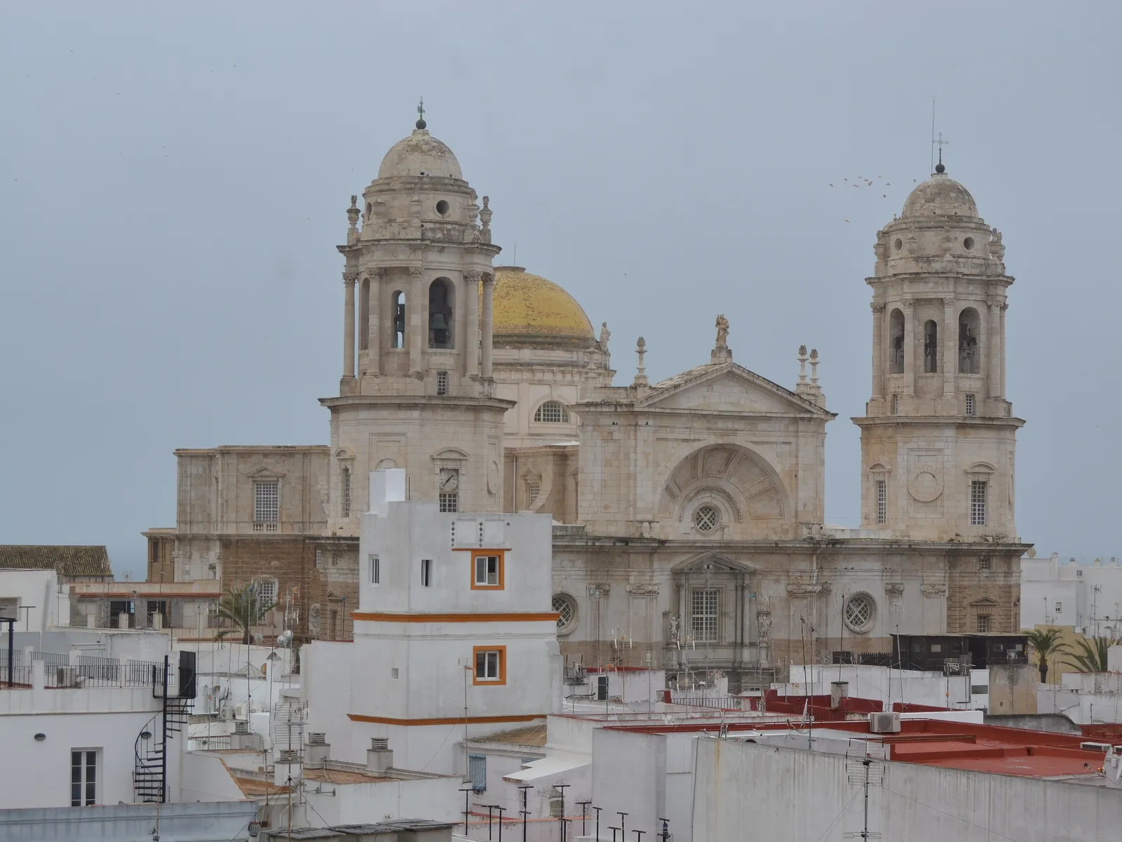 La catedral sobre los tejados de Cádiz