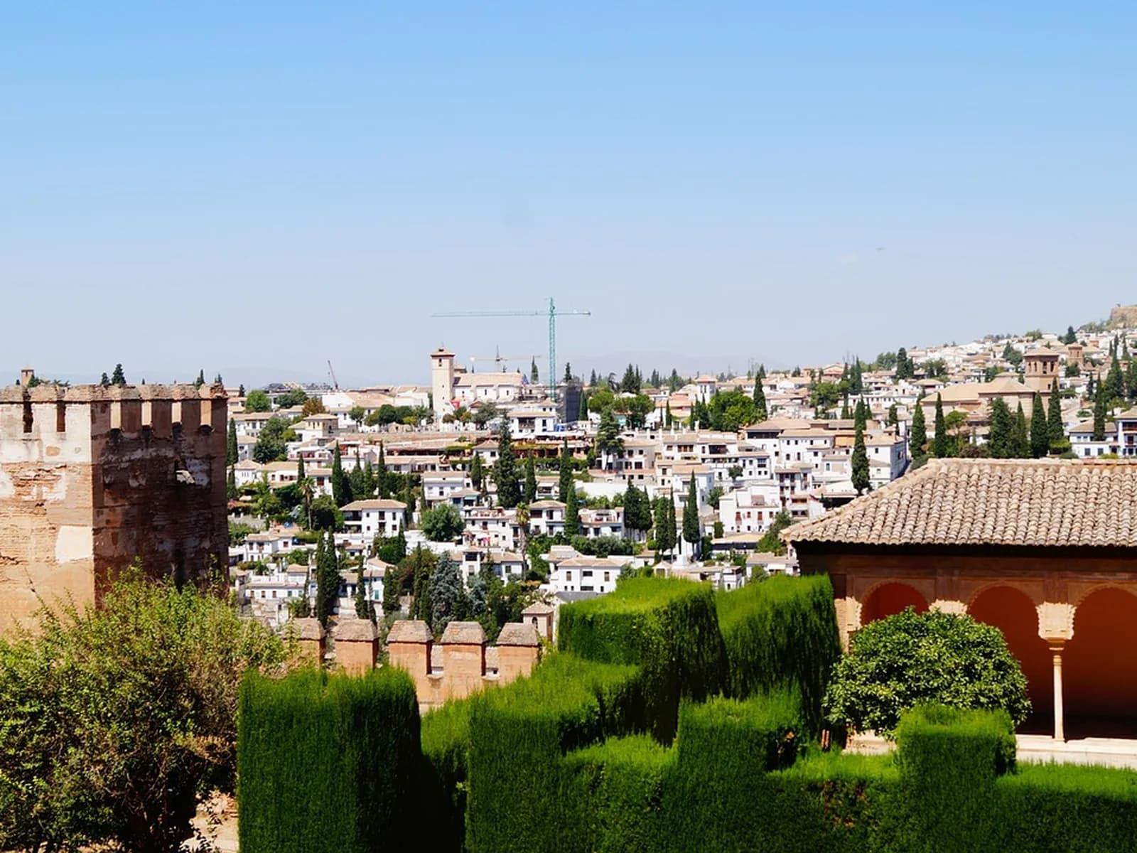 Mirador de San Nicolás in the Albaicín of Granada with daytime views of the Alhambra