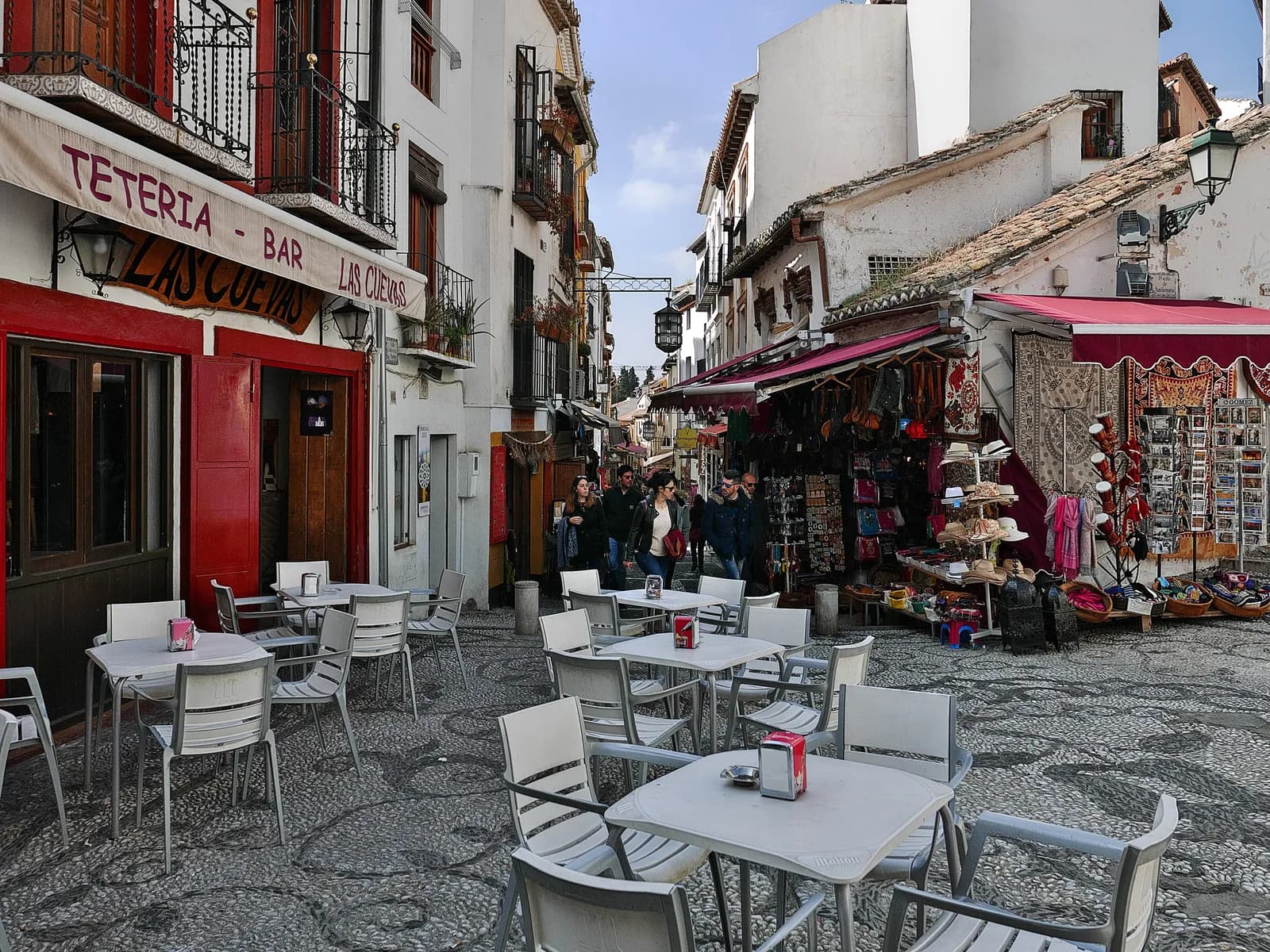 Street of tea houses in the Albaicín