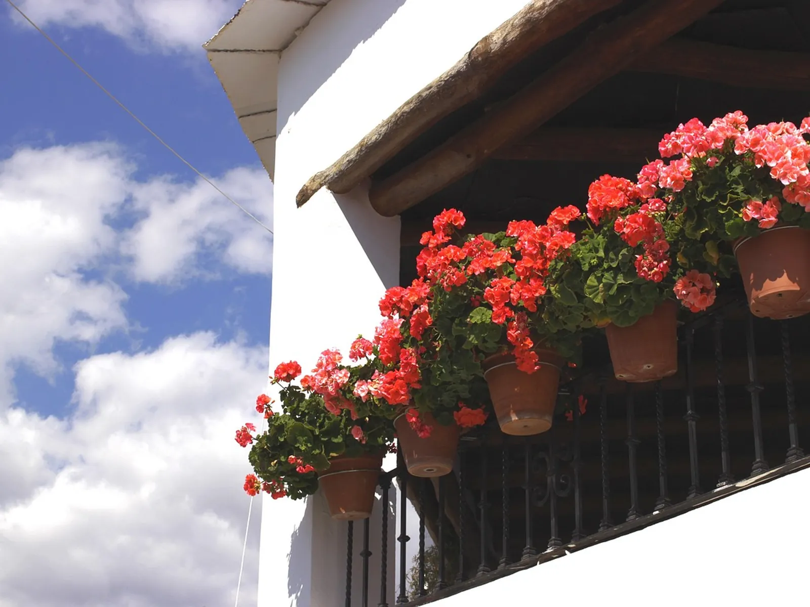 Balcony with geraniums in the Alpujarra