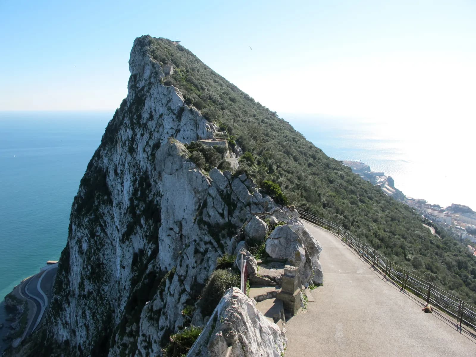 Ridge of the Rock of Gibraltar above the sea