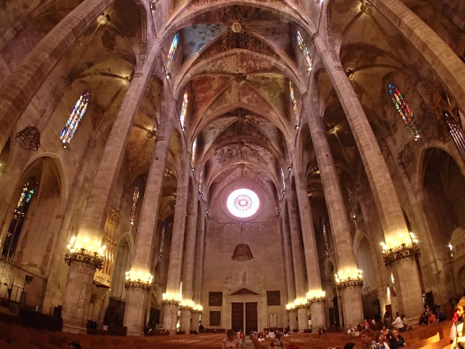 Central nave of Palma Cathedral with its columns