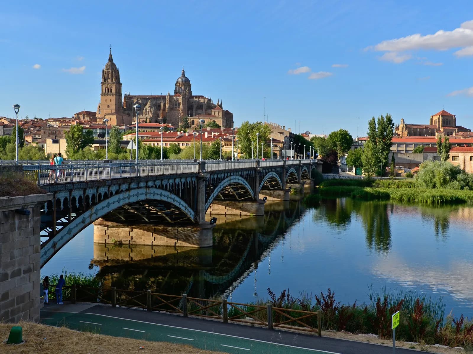 Salamanca y sus catedrales desde la orilla del Tormes