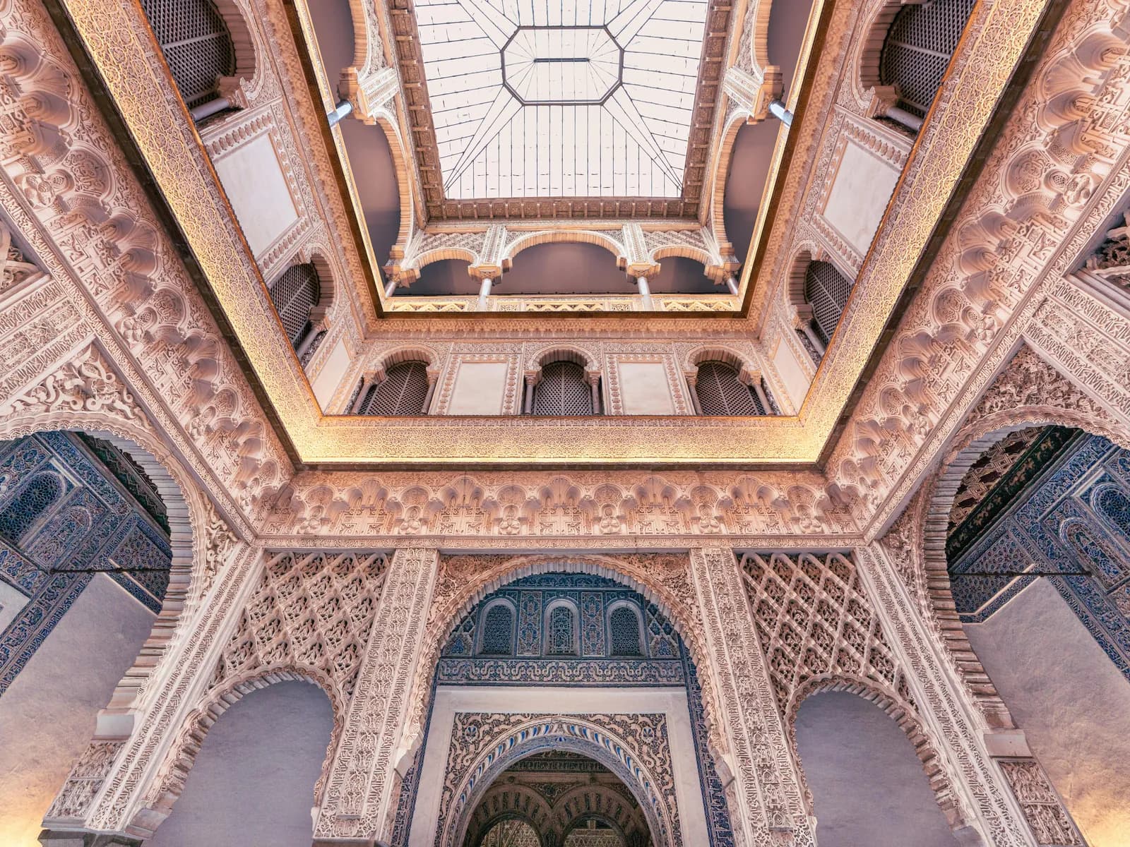 Gilded ceiling of a hall in the Real Alcázar of Seville