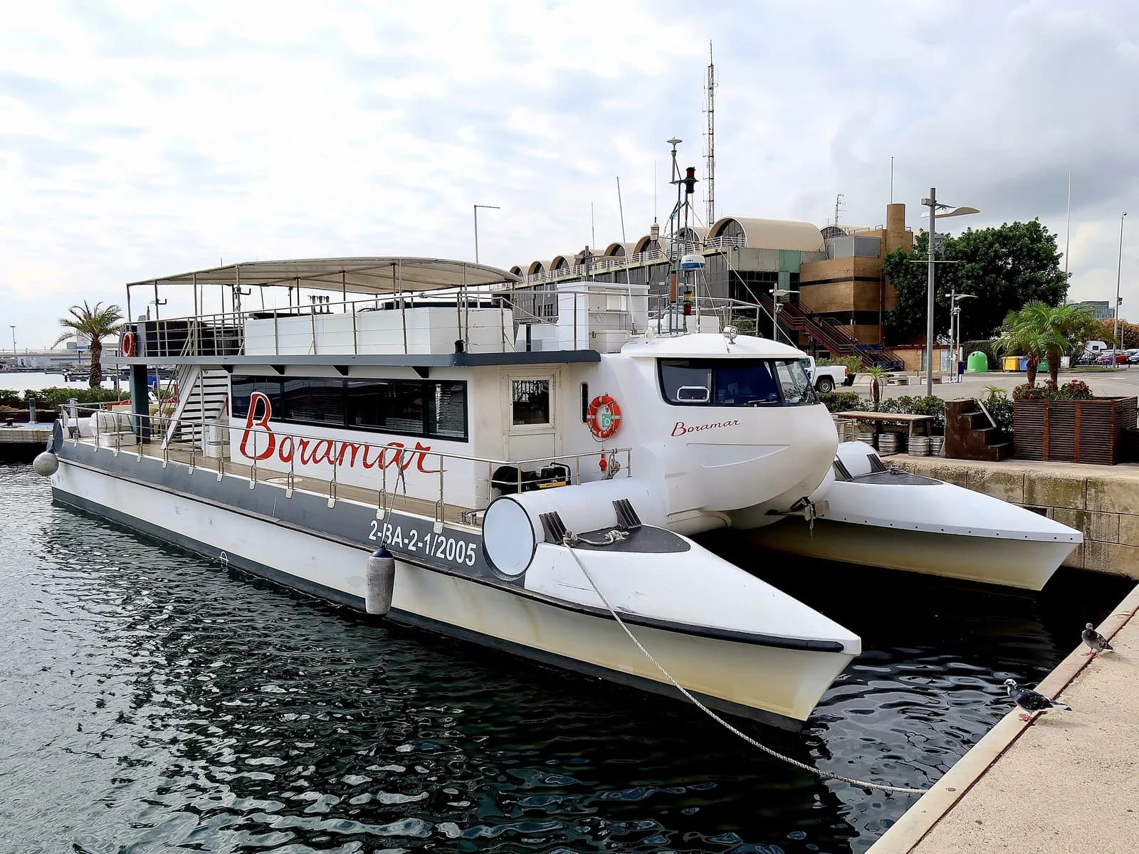 Catamarán amarrado en el puerto de Valencia